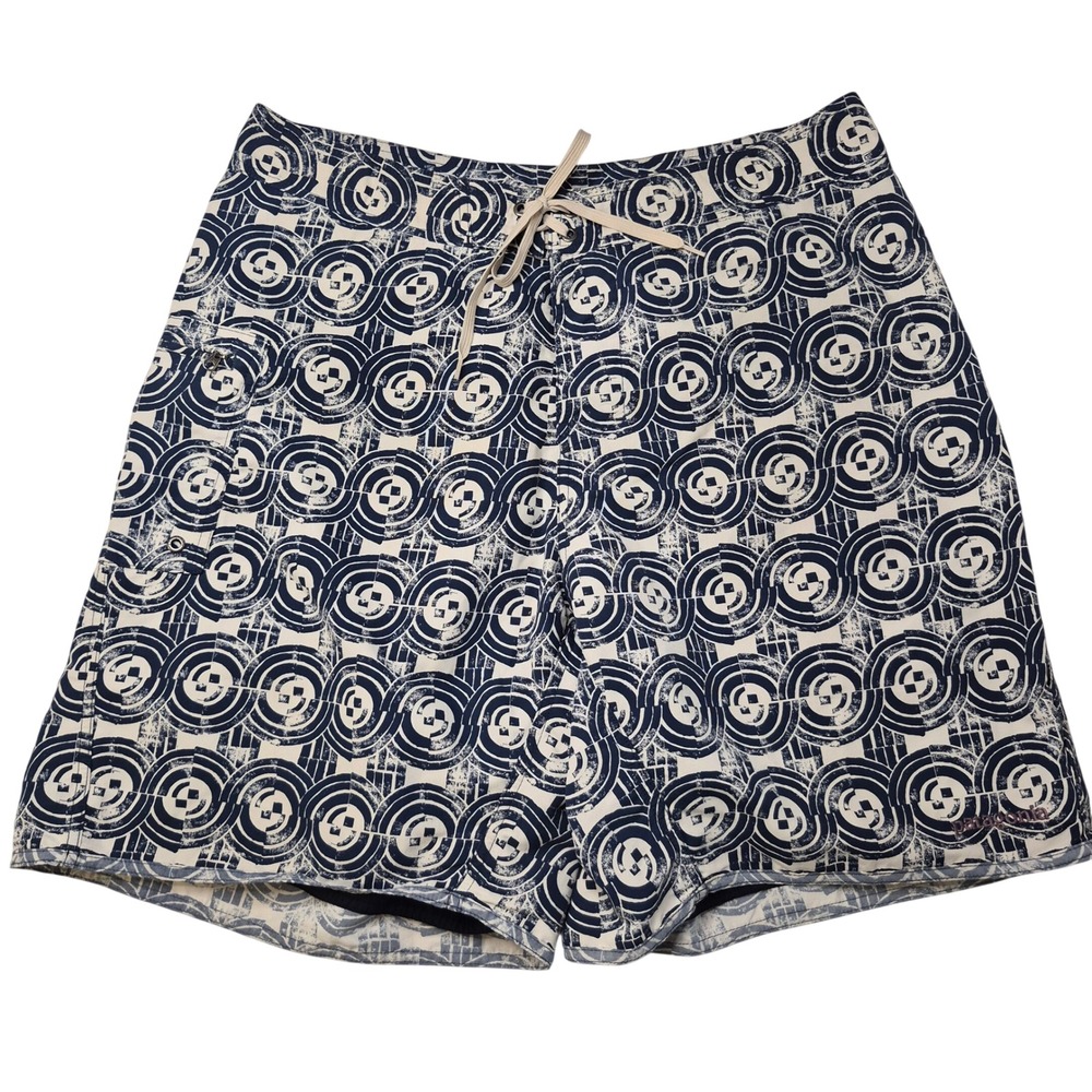 Patagonia Board Shorts Mens 36 Navy‎ White Geometric Circle Nylon Lined Beach